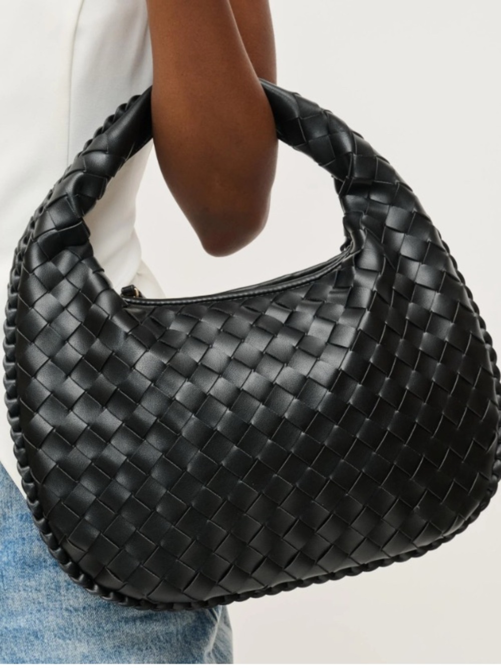 Urban Expressions Woven Hobo Shoulder Bag - Black
